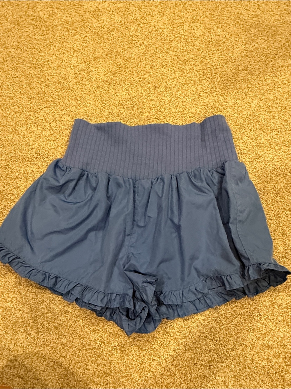 No Boundaries Navy Ruffle Hem High-Waist athletic Shorts